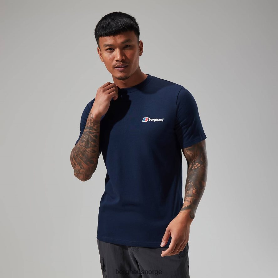 økologisk logo-t-skjorte foran og bak Berghaus menn mørke blå F262D6214 klær