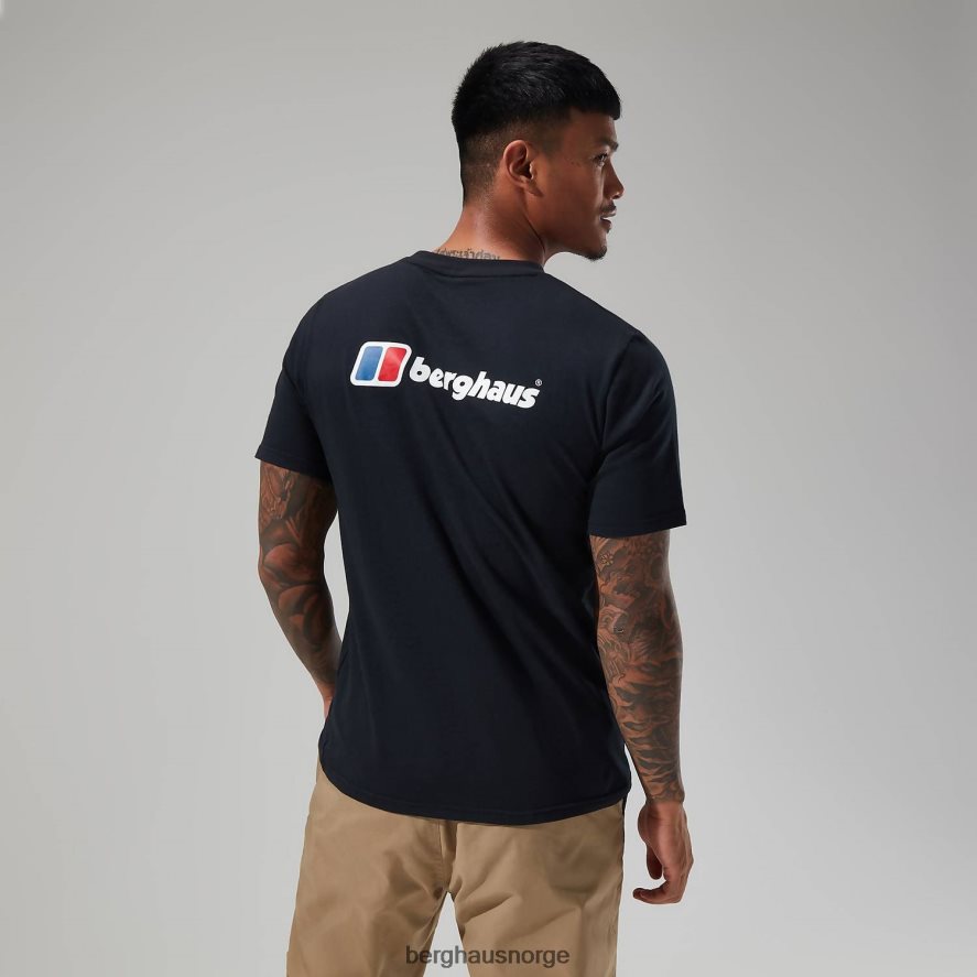 økologisk logo-t-skjorte foran og bak Berghaus menn svart F262D6213 klær