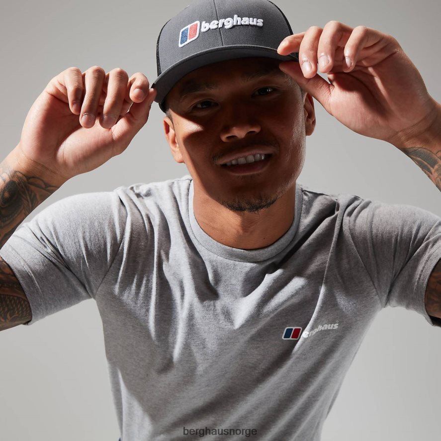 logo-t-skjorte foran og bak Berghaus menn mørk grå F262D6216 klær