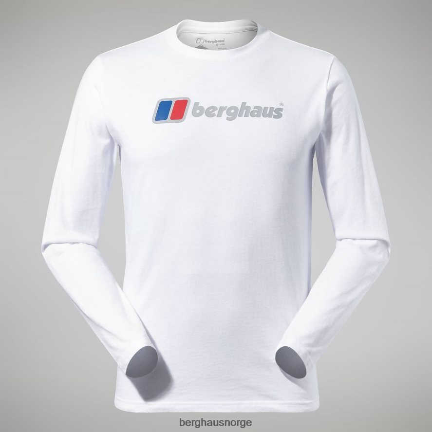 organisk langermet t-skjorte med stor logo Berghaus menn hvit F262D6218 klær