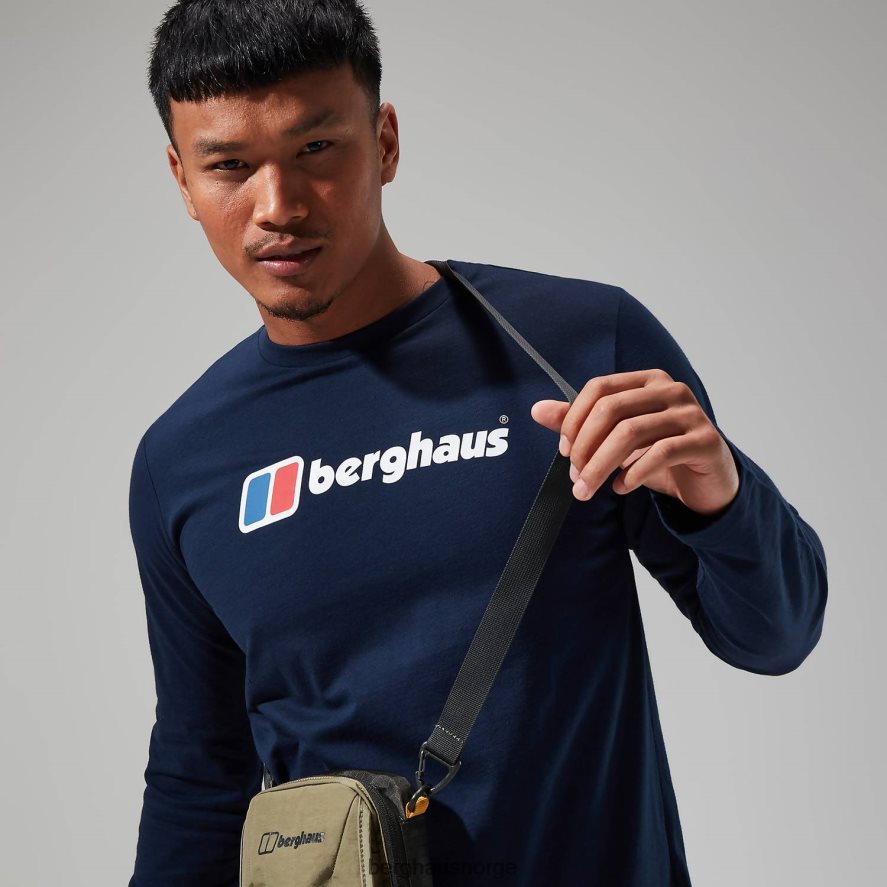 organisk langermet t-skjorte med stor logo Berghaus menn mørke blå F262D6219 klær