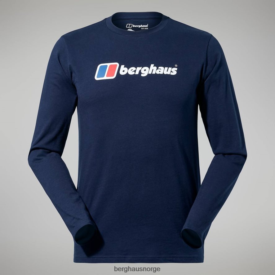 organisk langermet t-skjorte med stor logo Berghaus menn mørke blå F262D6219 klær