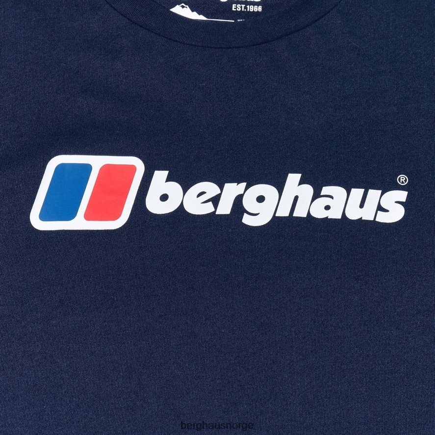 organisk langermet t-skjorte med stor logo Berghaus menn mørke blå F262D6219 klær