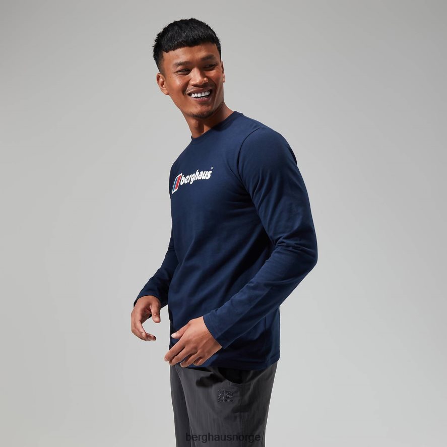 organisk langermet t-skjorte med stor logo Berghaus menn mørke blå F262D6219 klær