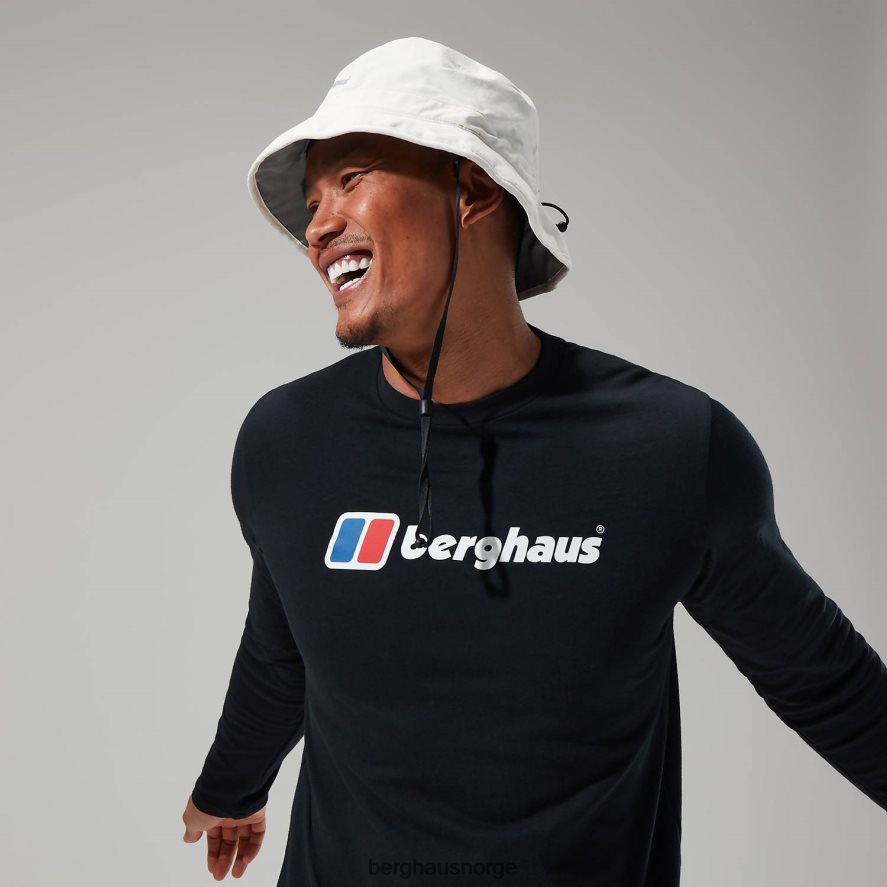 organisk langermet t-skjorte med stor logo Berghaus menn svart F262D6217 klær