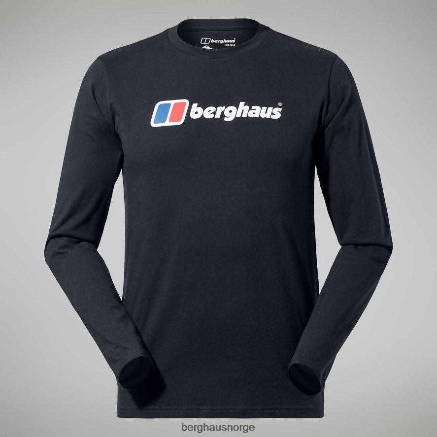 organisk langermet t-skjorte med stor logo Berghaus menn svart F262D6217 klær