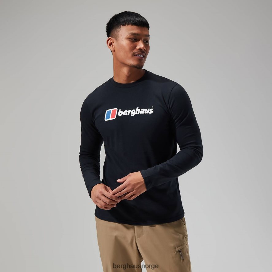 organisk langermet t-skjorte med stor logo Berghaus menn svart F262D6217 klær