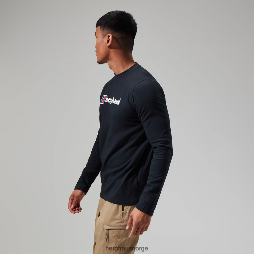 organisk langermet t-skjorte med stor logo Berghaus menn svart F262D6217 klær