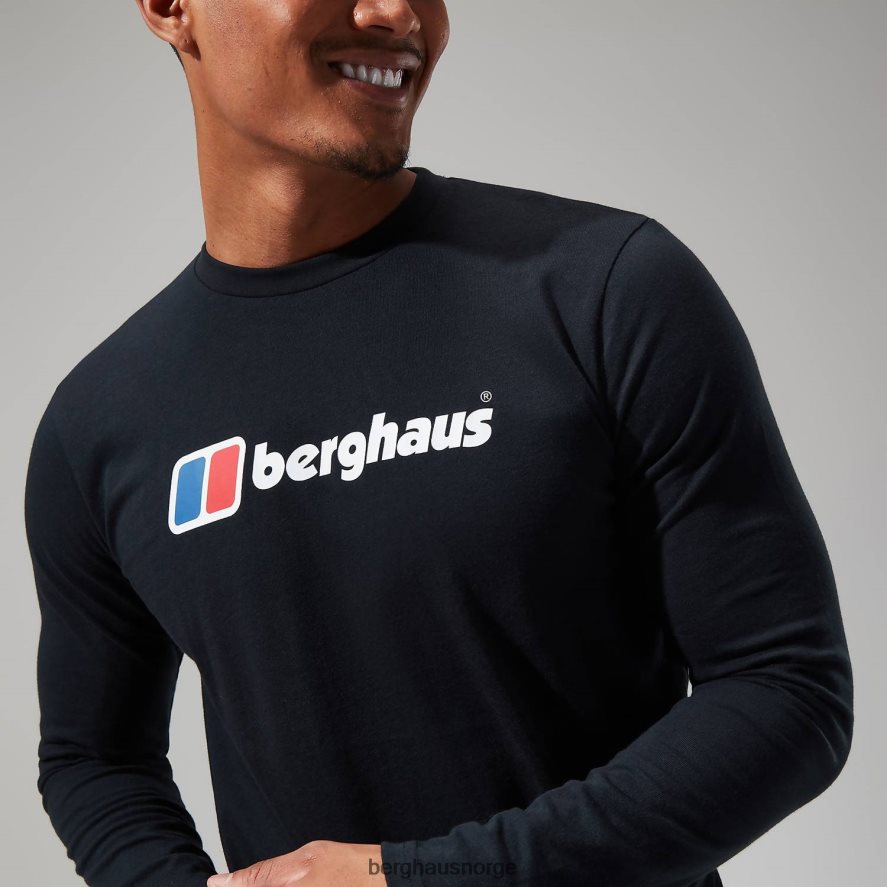 organisk langermet t-skjorte med stor logo Berghaus menn svart F262D6217 klær